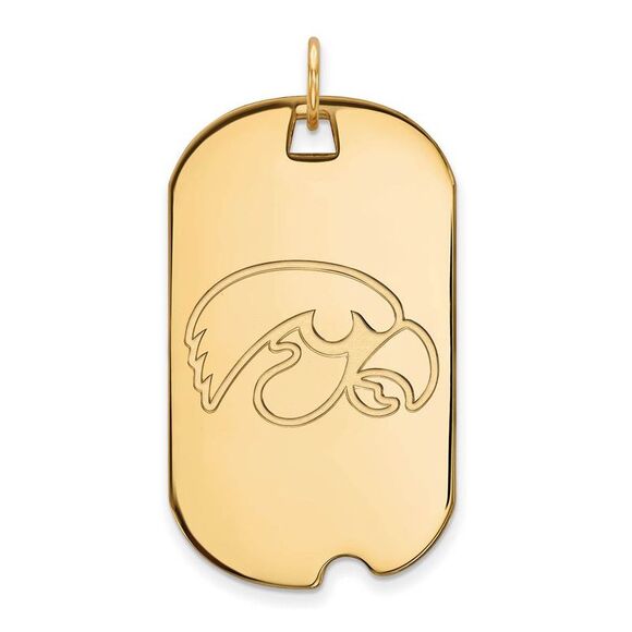 10k Yellow Gold U. of Iowa Large Dog Tag Pendant